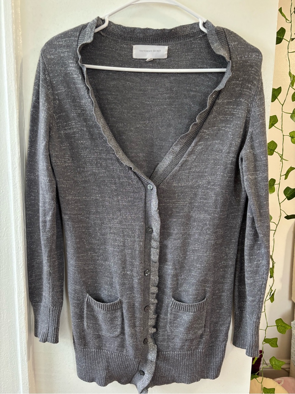 Victoria's Secret Gray Ruffle-Edge Cardigan